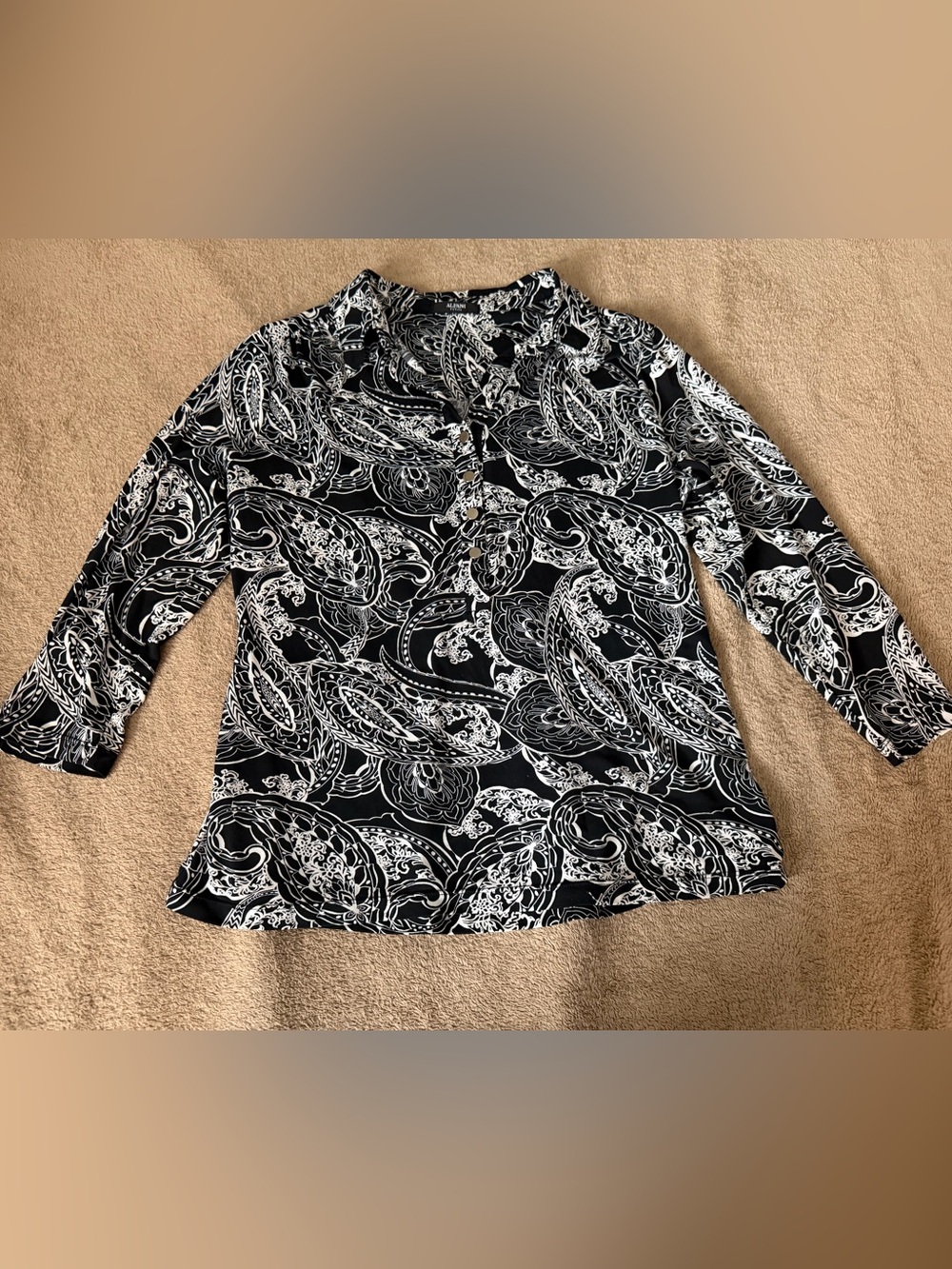 Alfani Black & White Paisley V-Neck Tunic